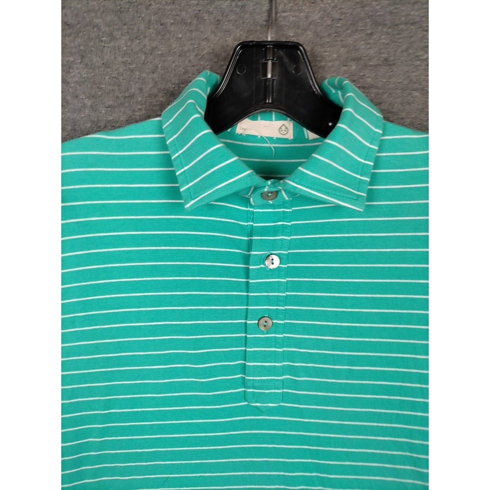 Tasc Mens Shirt S Blue Stripe Organic Performance Golf Polo Coastal Preppy Beach